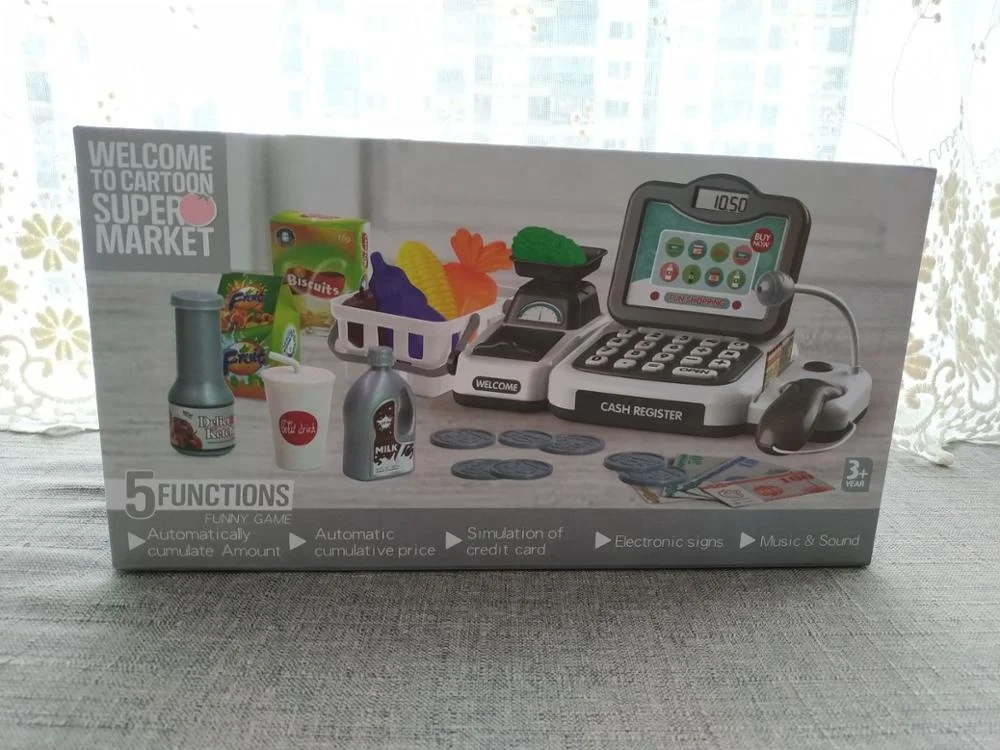 New product plastic educational pretend play supermarket cash register set toys for kids