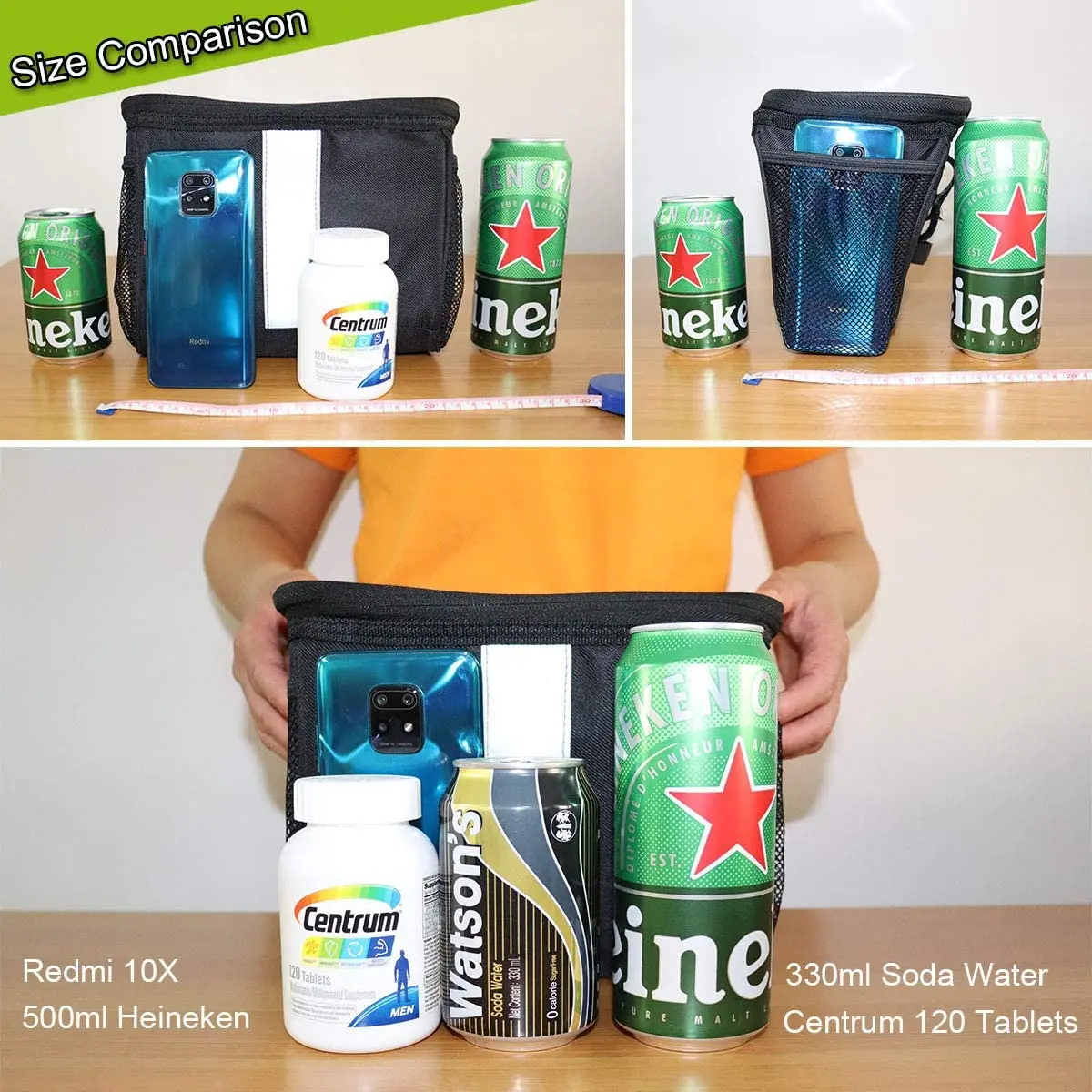 Bike Basket with Mesh Pocket Cold & Warm Insulation Reflective Strap Touchable Transparent Phone Pouch Bicycle Front Bag