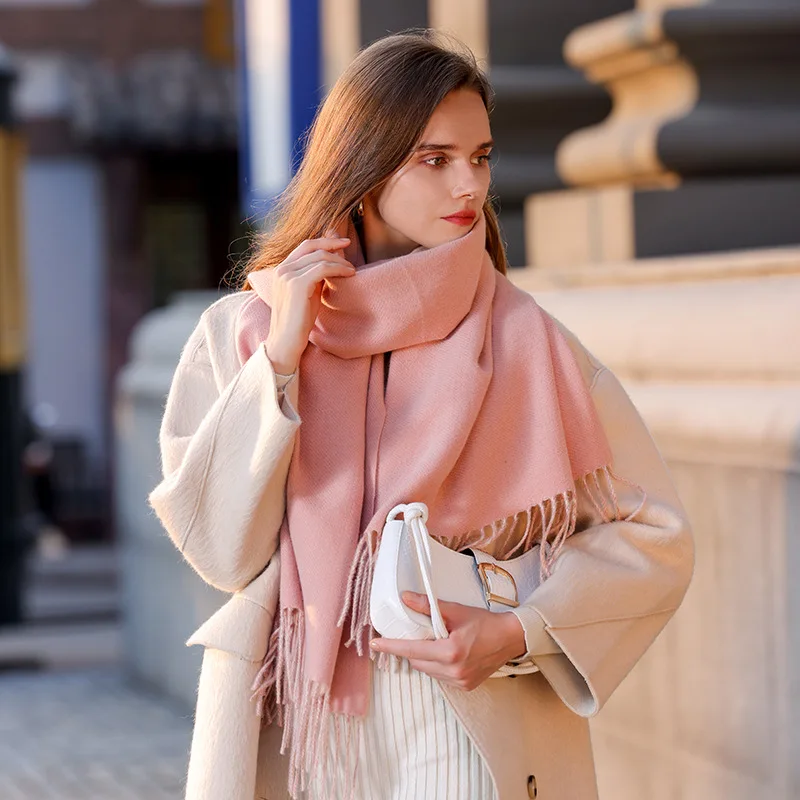 fashion oem custom inner mongolia fine wool silk cashmere cotton plaid knit long stole sjaal scarves for women