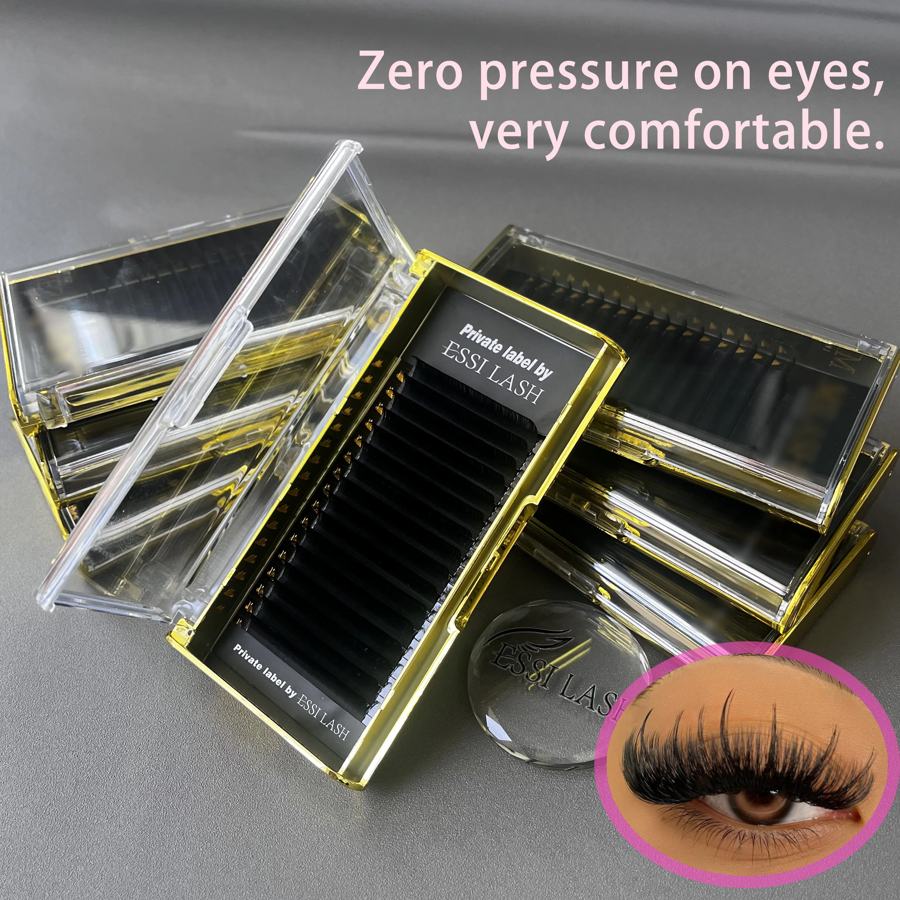 In Stock Fluffy Dark Matte Black Volume Eyelash Extension Trays Cashmere Handmade 0.03 0.05 Eyelashes Custom Private Label