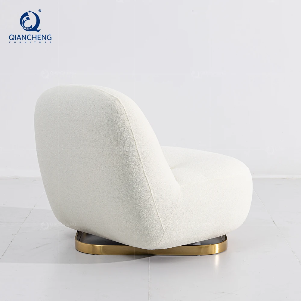 Supplier OEM Furniture Swivel Leisure Chair Manufacturer Factory Wholesale Hotel Sherpa Fleece Boucle Fabric single Sofa Chair