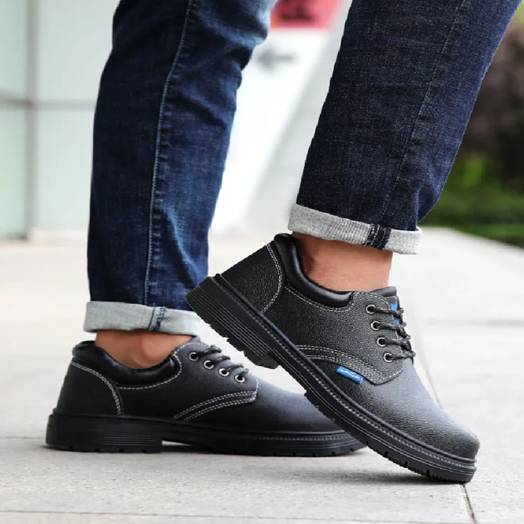 cost-effective  leather breathable fashion safety shoes with steel toe work leather safety shoes for men
