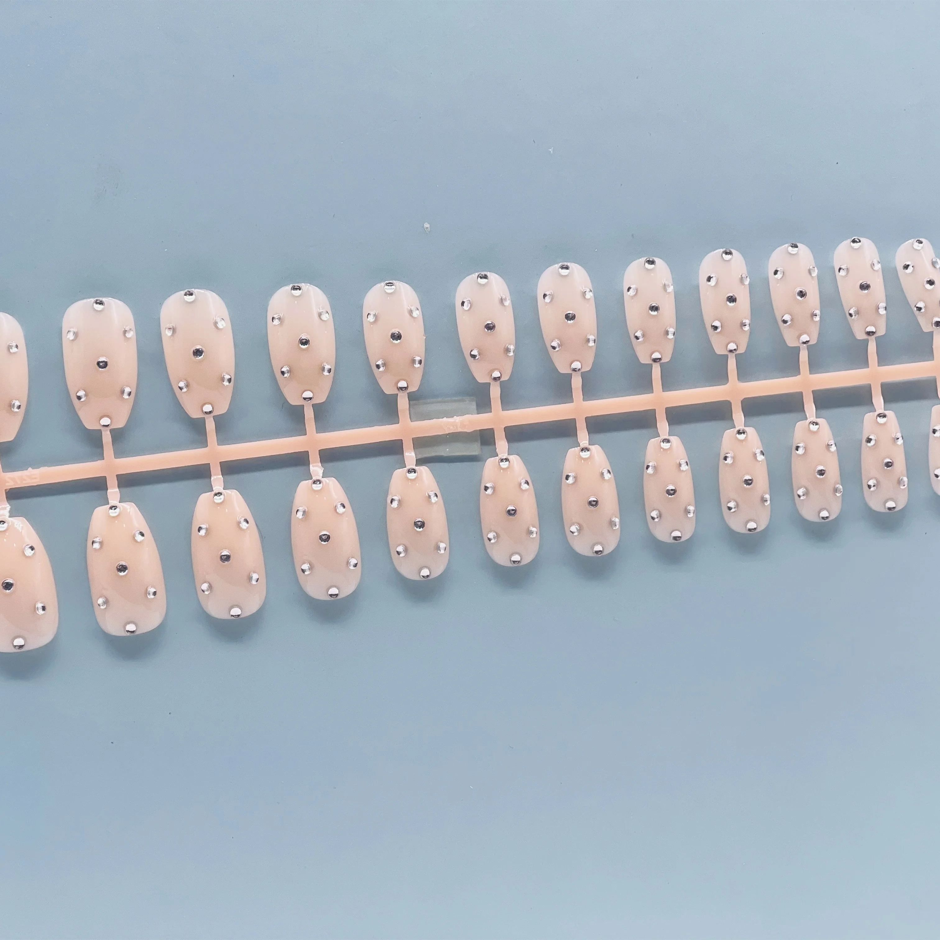 New arrive 24pcs waterproof reusalble peachbuff color coffin shape nail tips for nail art manicure