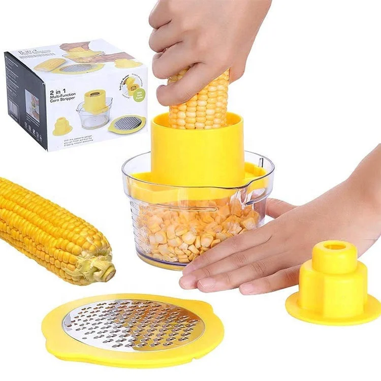 Hot Selling Products Kitchen Creative Tools Metal Stainless Steel corn cutter Portable Rotary Corn Peeler Corn Stripper
