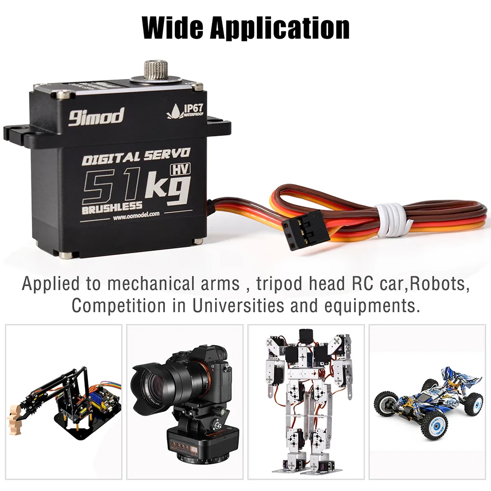 9imod 55kg Waterproof Servo IP67 180/270 Magnetic Sensor High Torque High Voltage Cordless Digital Servo DSC55MG Servo