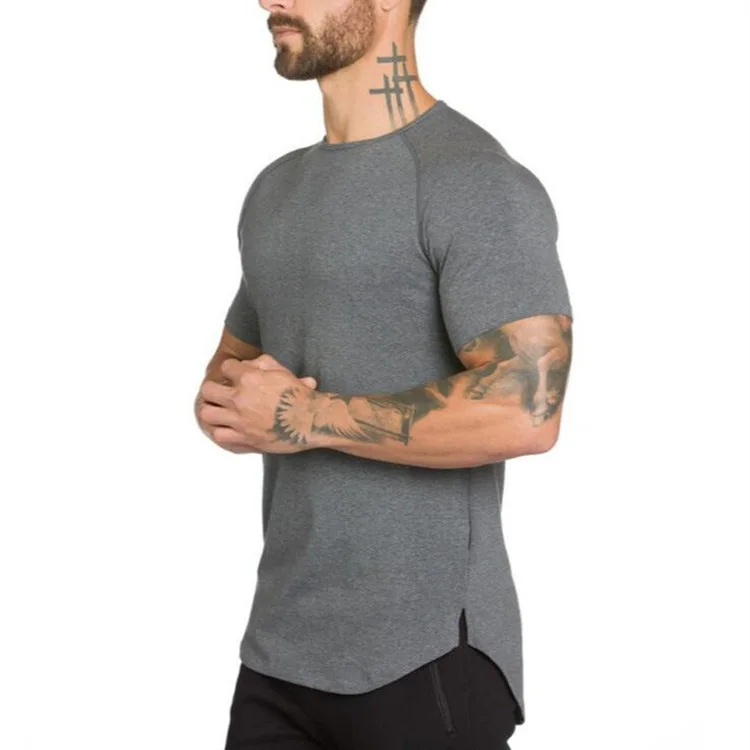 Solid Color Comfortable Quick Dry Plus Long Loose Cotton Sportswear Short Sleeve Shirts for Men