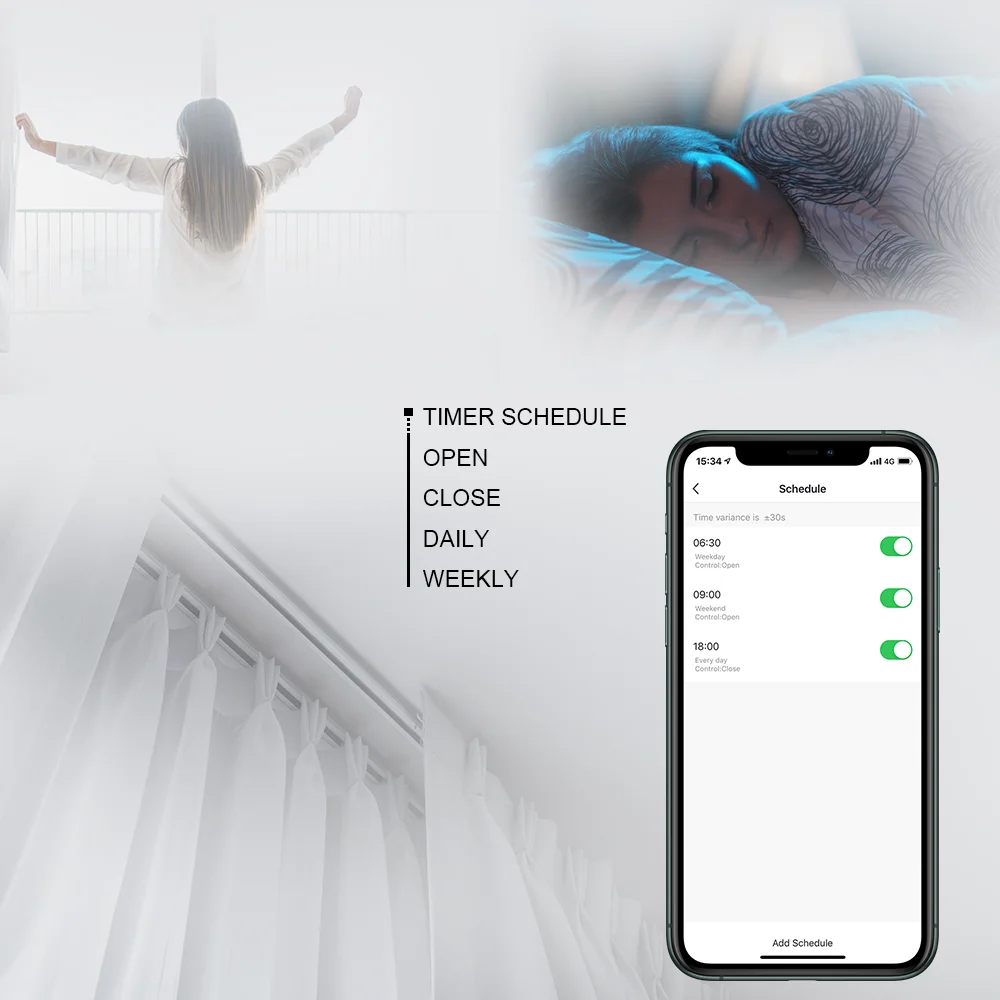 SmartLife Alexa Google Home Control WiFi Tuya Smart Curtain Driver Robot For Roman Rod I Type U Type Curtains Track