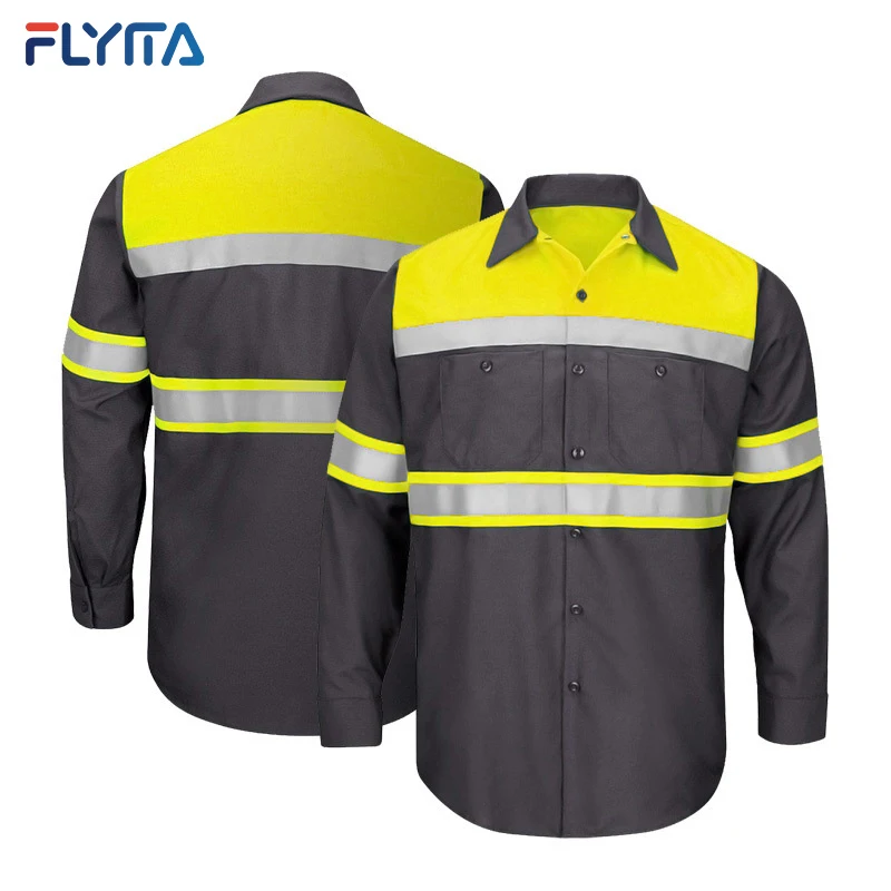 Custom Overalls Mechanic High Visibility Mens Cargo Outdoor Work Cloths OEM Work Wear  Uniform Reflective Safety Clothing