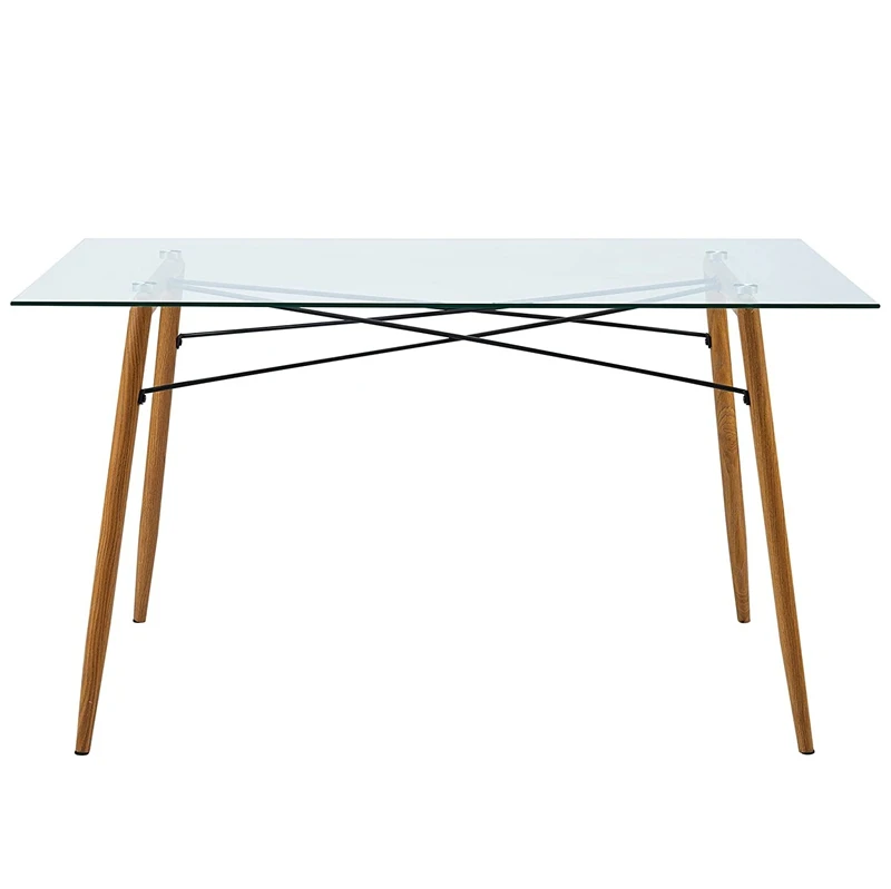 Modern luxury furniture Dining room tempered Glass top chrome base kitchen Dining table