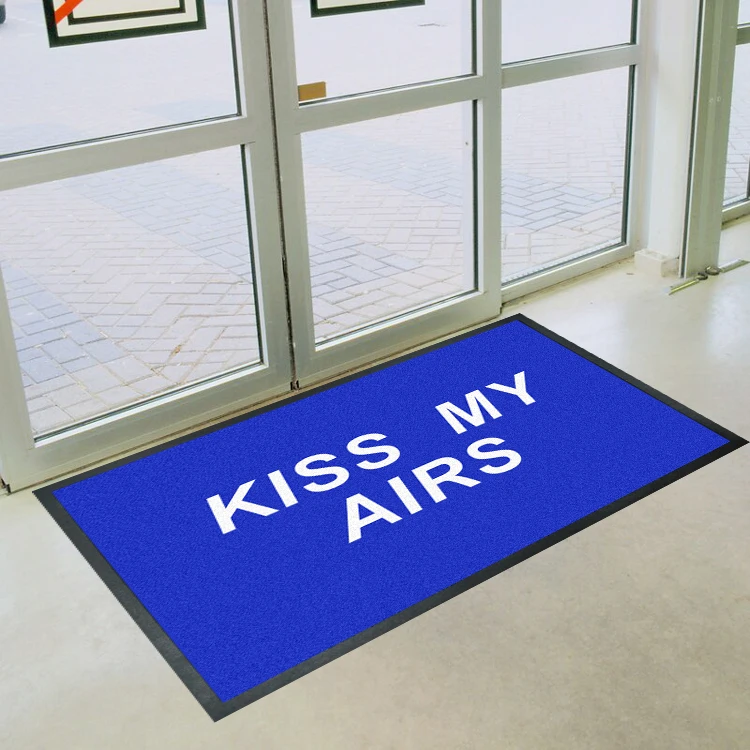 Custom Welcome Anti-Slip Outdoor Door Mat Kiss My Air Printed Floor Carpet Rubber Backing Nylon Material Home Hotel Use Washable