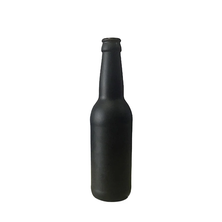330ml  matt black beer bottle for sale custom  logo  size  painted glass beer bottle CY-1158