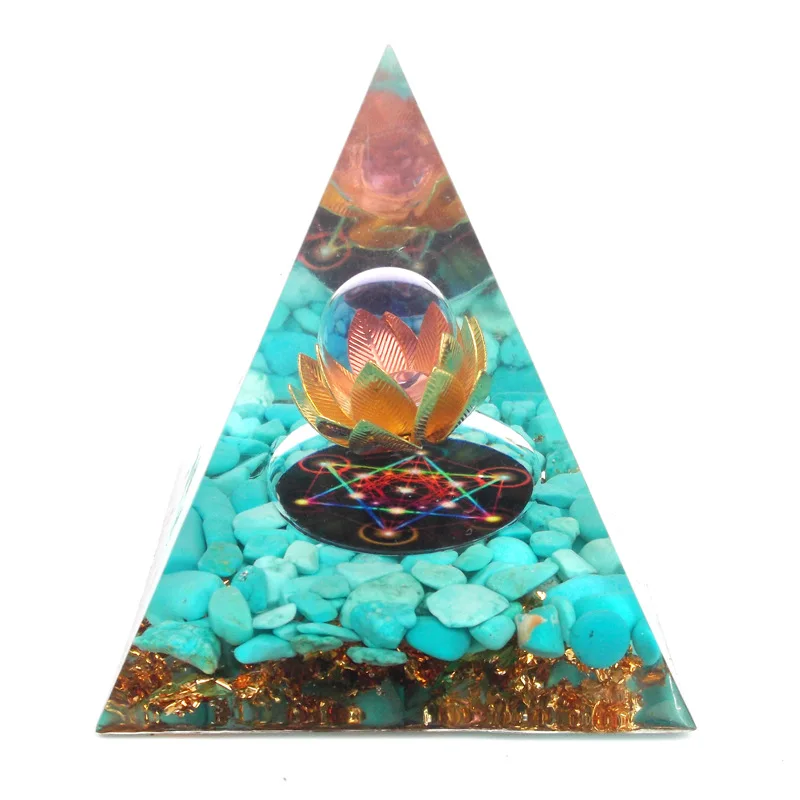 Пирамида для медитации Co-orange Energy для положительной энергии с кварцевыми исцеляющими кристаллами, камни-чакры, защита Emf, Пирамида оргона