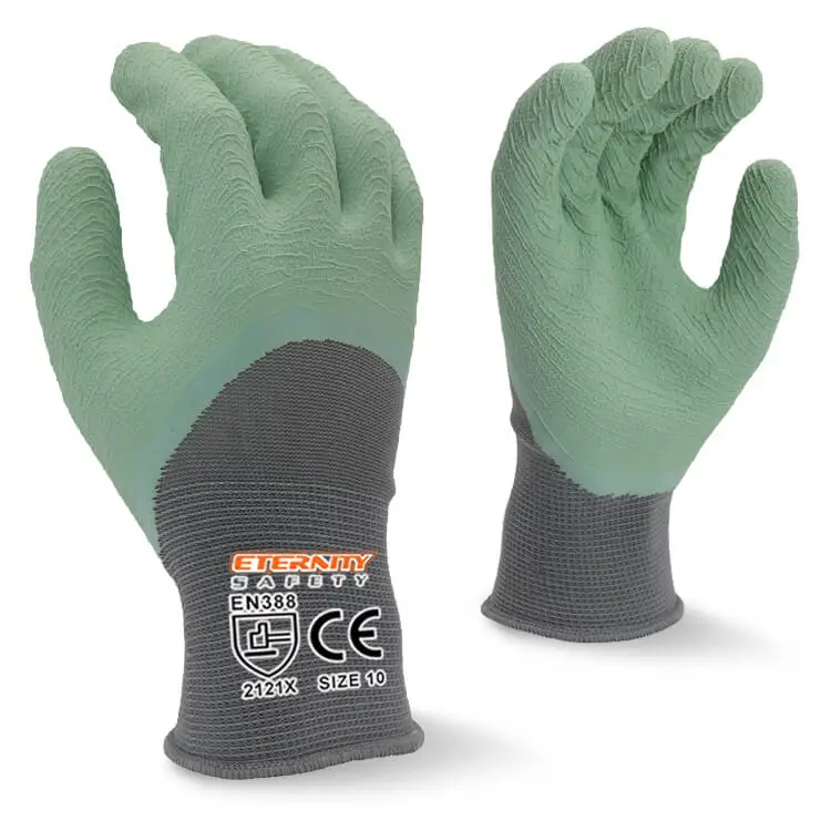ENTE SAFETY New design Nylon with Latex 3/4 wave coated durable protection anti-slip work gloves