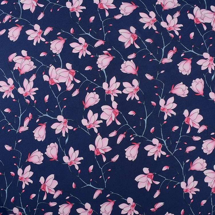 Amazon supplier trendy poly woven spring floral moss crepe chiffon fabric meter printed