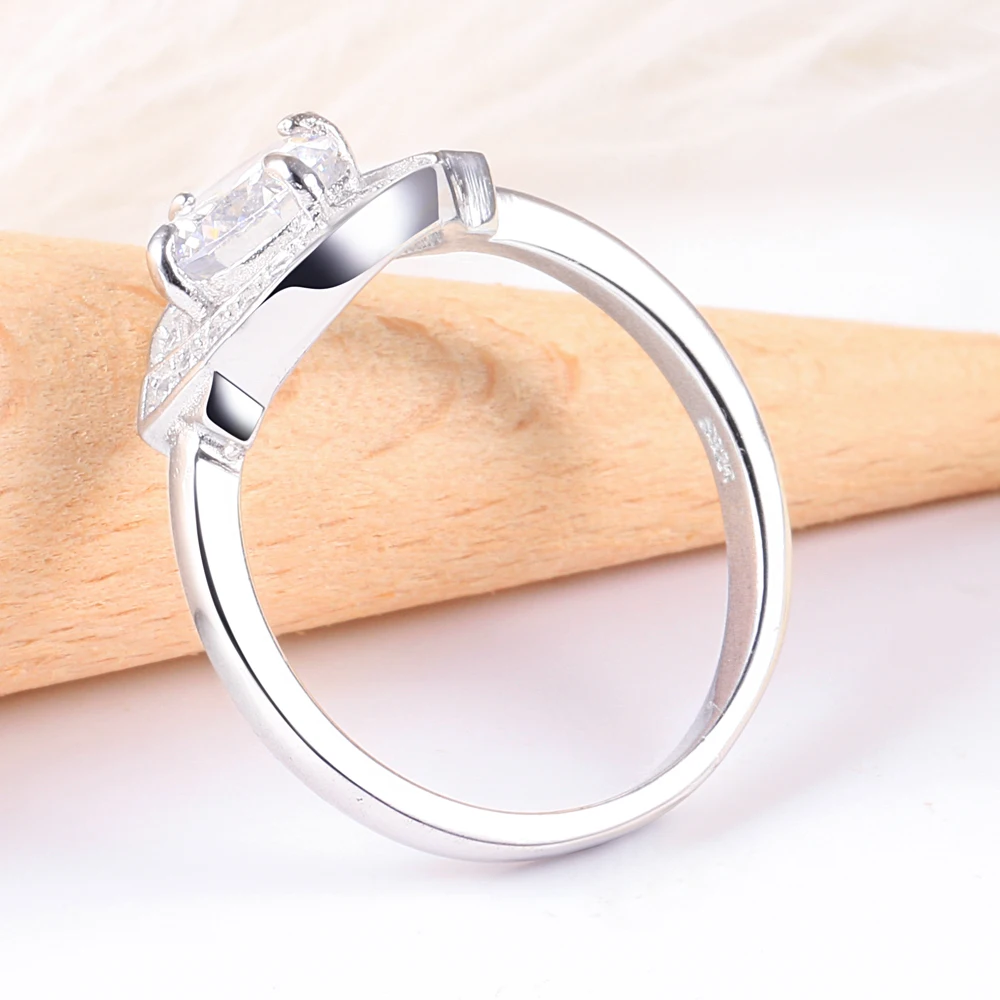 Tonglin Custom S925 CZ Sterling Silver Ring Set Plating Cubic Zirconia Gemstone Women 925 Silver Rings