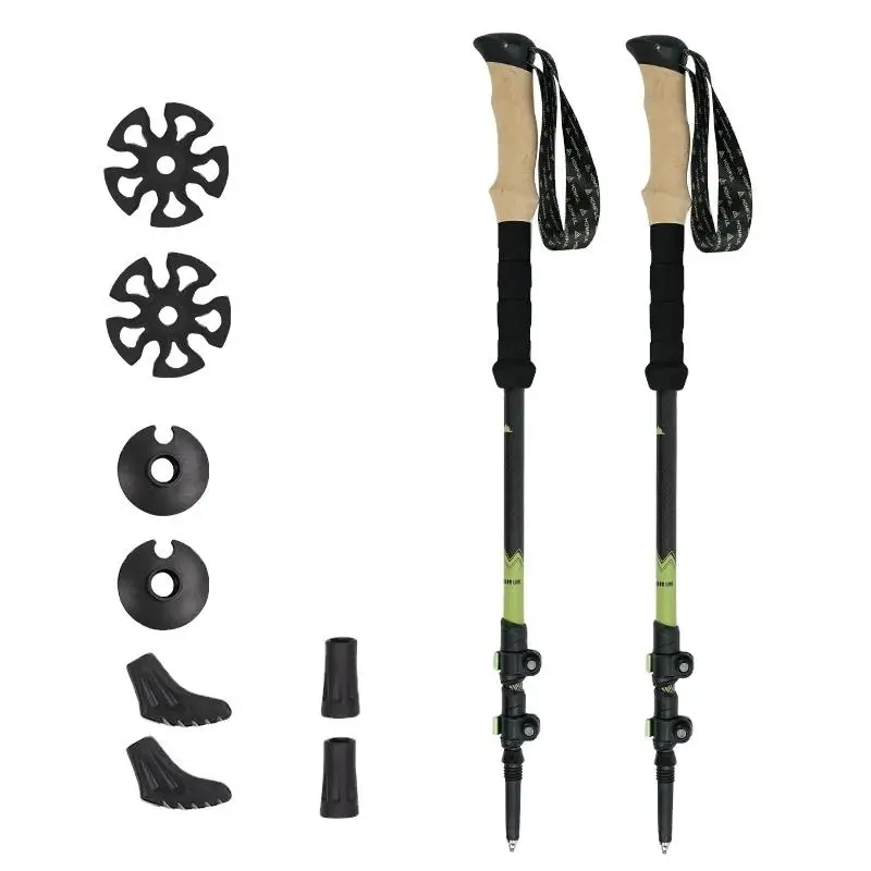 Fashion For Men And Women Cork Handle 3 Sections Carbon Fiber Nordic Walking Hiking Climbing Sticks Telescopic Trekking Poles