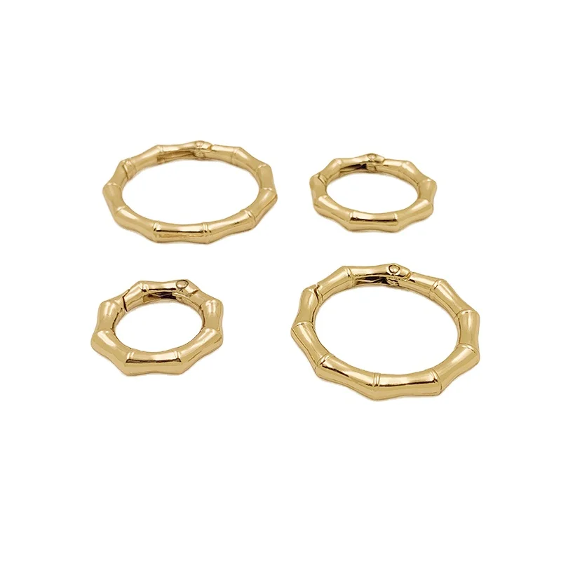 Custom Various Sizes Spring Buckle  Bamboo Design Metal O Rings Bag Accessories Trigger Snap Clip For Handbag