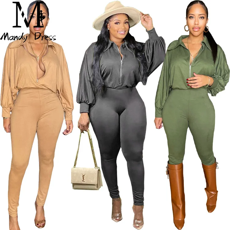 2023 Casual Ladies Onesie Bodysuit Full Zip Streetwear Plus Size Winter Clothes One Piece Jumpsuits For Women