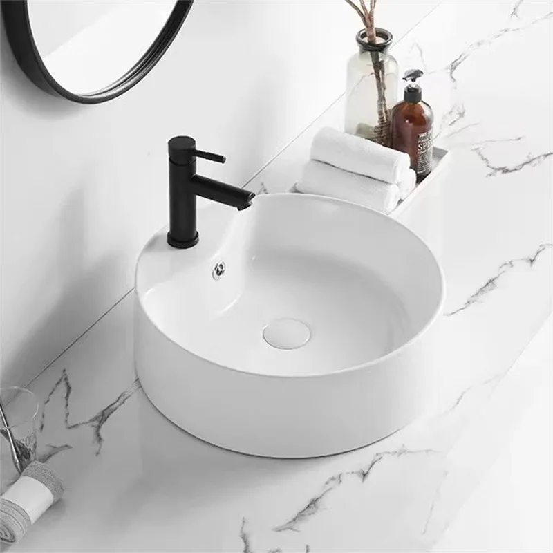 Factory Supplier Bathroom Sink Ceramic Pedicure Counter Top Restaurant White Vanity Hand Wash Basin