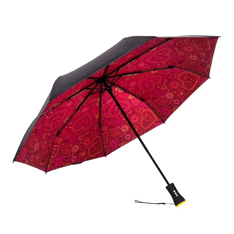 Travel Electric Multi-Function Solar Light USB Power Charger Automatic 3-Folding Umbrella-for Adults Party Occasions-Manual