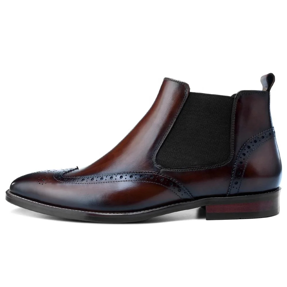 2020 Fashion Handmade Ankle Boots Manufacturer Men Genuine Leather Shoes Oxford Brogue Boots