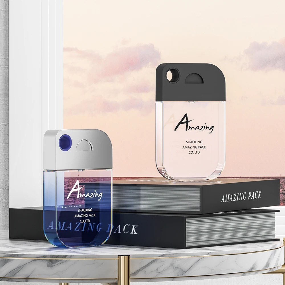 2022 New empty 38ml mini refillable credit card fine mist spray bottle with lanyard for alcohols perfume bottle