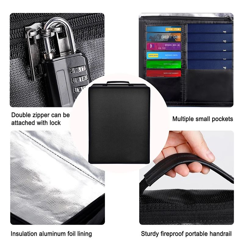 2022 Fire Waterf Resistant Document Bag Professional Business Handbag Document File Briefcase