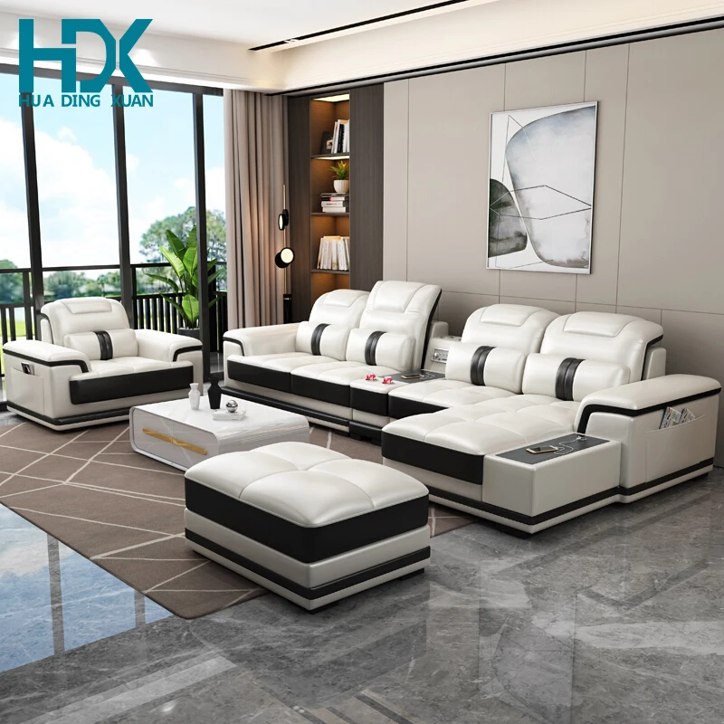 
2021 modern classial desgin custom factory made L shape sectional napa leather sofa set living room furniture 