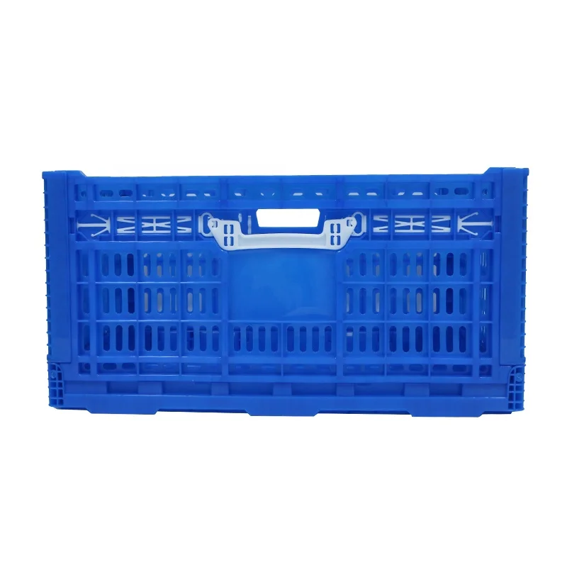 Professional manufacturer 600*400*220 mm Virgin Material Ventilation with button fruits and vegetables plastic folding crate