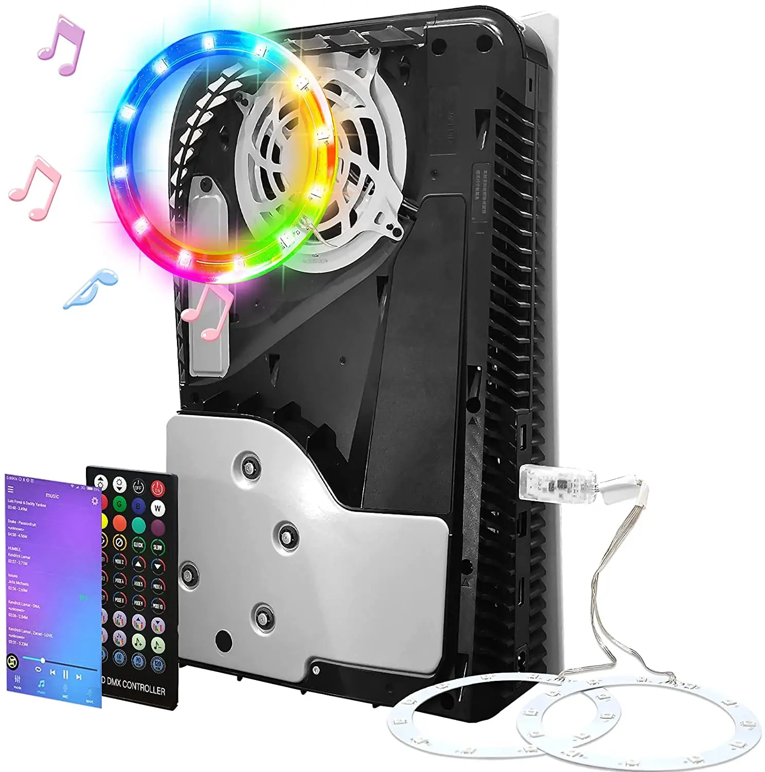 Светодиодная лента для украшения вашей игровой консоли подходит PS5 5050 RGB изменения цвета 44 клавиша пульт дистанционного управления 5 в