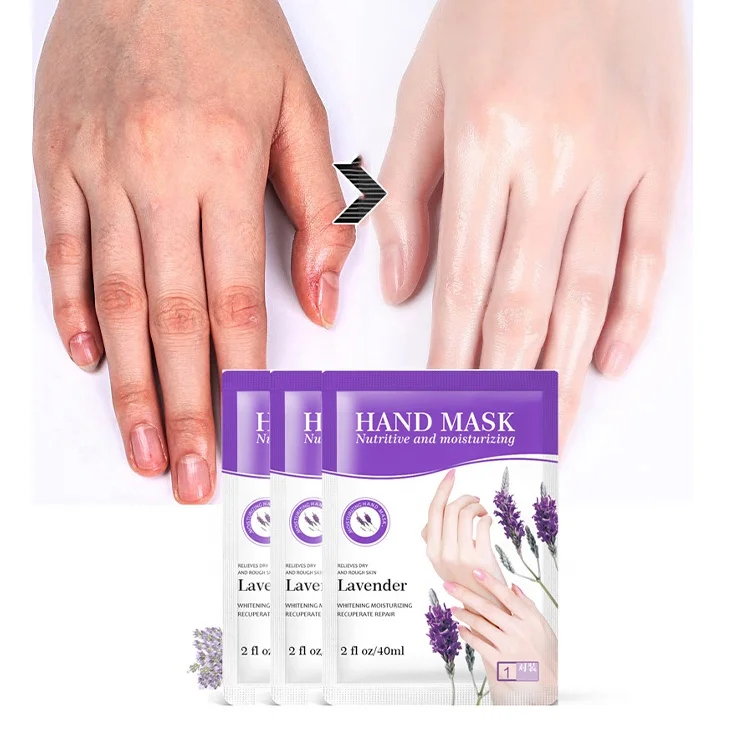 OEM Plant Extracts Hand Cream Masks Smoothing Whitening Hydrating Unisex Lavender Hand Mask
