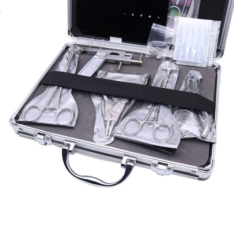 Navel ear and tongue Tattoo 4 pliers + 1 earring gun supplied with body piercing kit