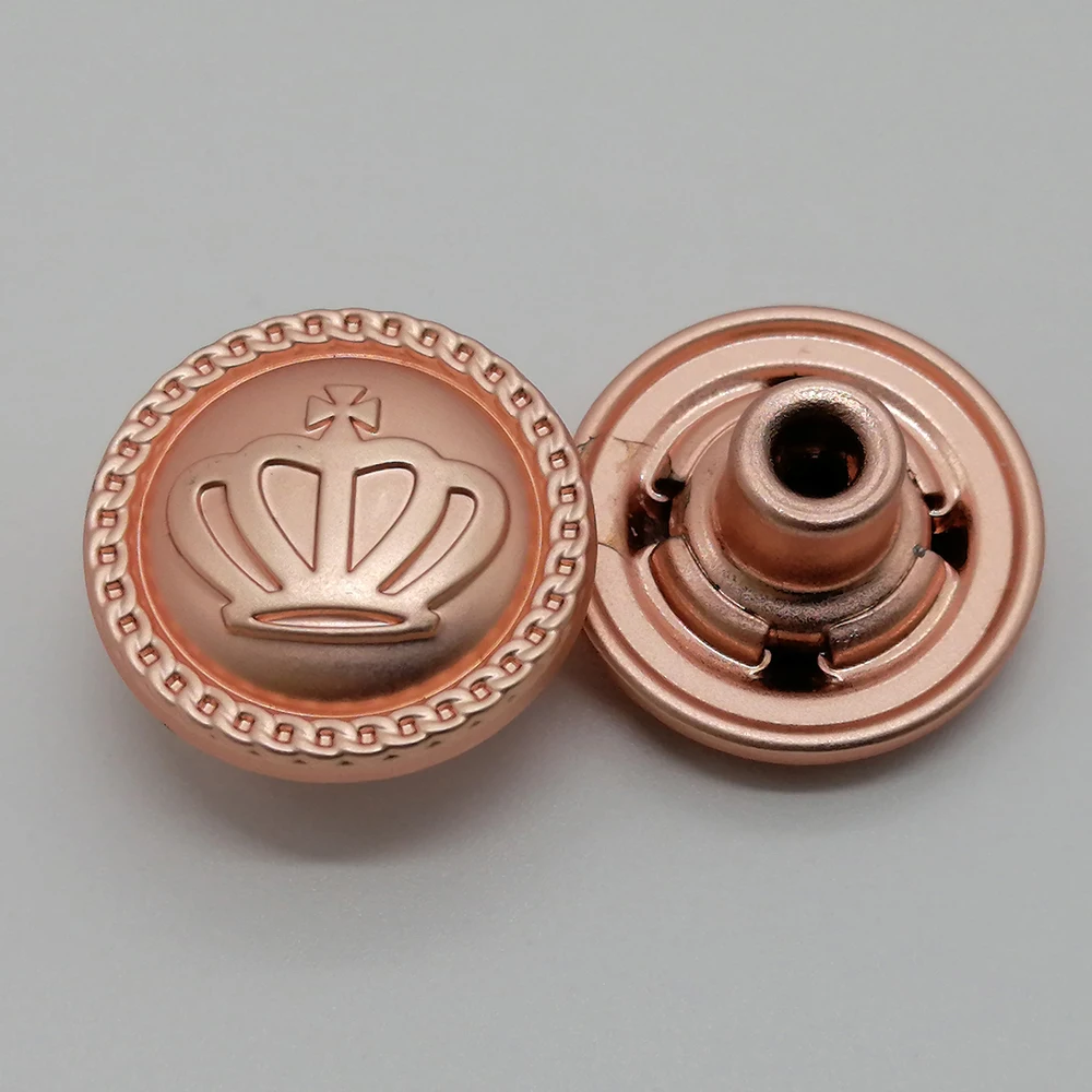 Red Copper White Blue Contrast Color Antique Finishing Custom Letters Logo Metal Snap Fasteners Press Button for Garments 18mm