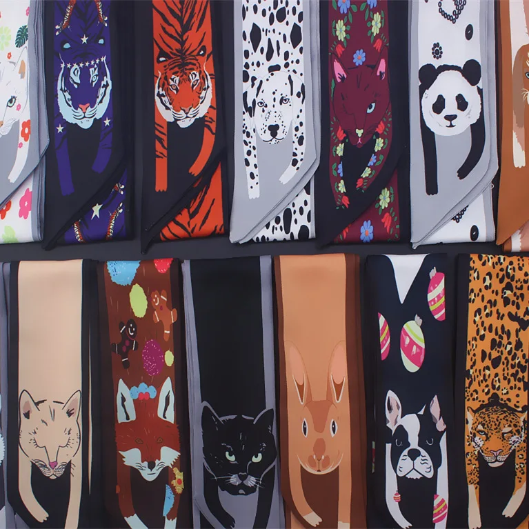 Заводская распродажа новинка женский длинный шарф с принтом животных маленький цепочка тесьма из тесьмы сумка для галстука ручкой взрослых лента длинных волос