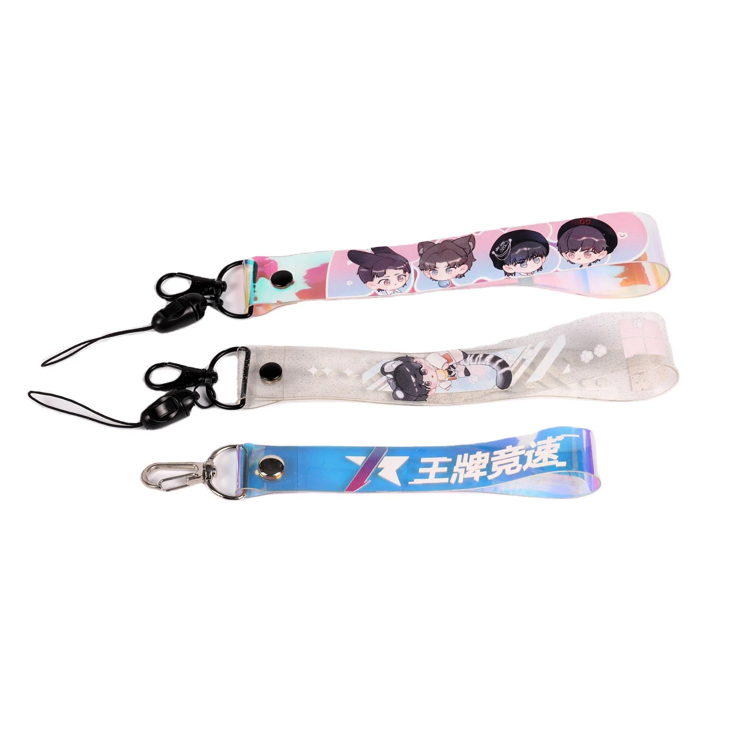 Wholesale Manufacturer Polyester Sublimation Printed Fancy Ribbon Fabric Key Chain Keychain With Short Lanyard