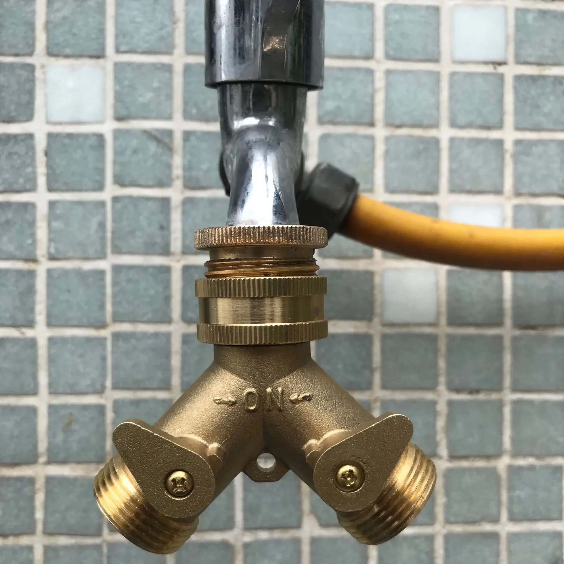 High Quality Water Adapter Irrigation Brass Hose Splitter Connector Y garden Two 2 way ball valve