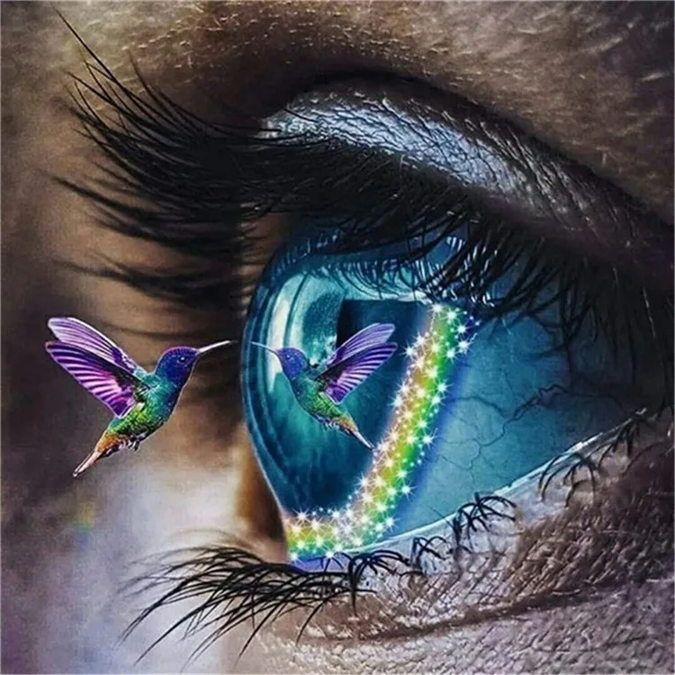 Eye Art Diamond Painting Green Bird Full Drill 5D Diamond Art Painting Embroidery Handmade Gift Room Decor