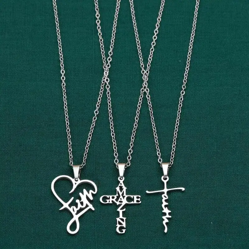 2024 New Fashion Amazing Grace Necklace Amazing Grace Necklace Men Stainless Steel Christian Jewelry necklaces