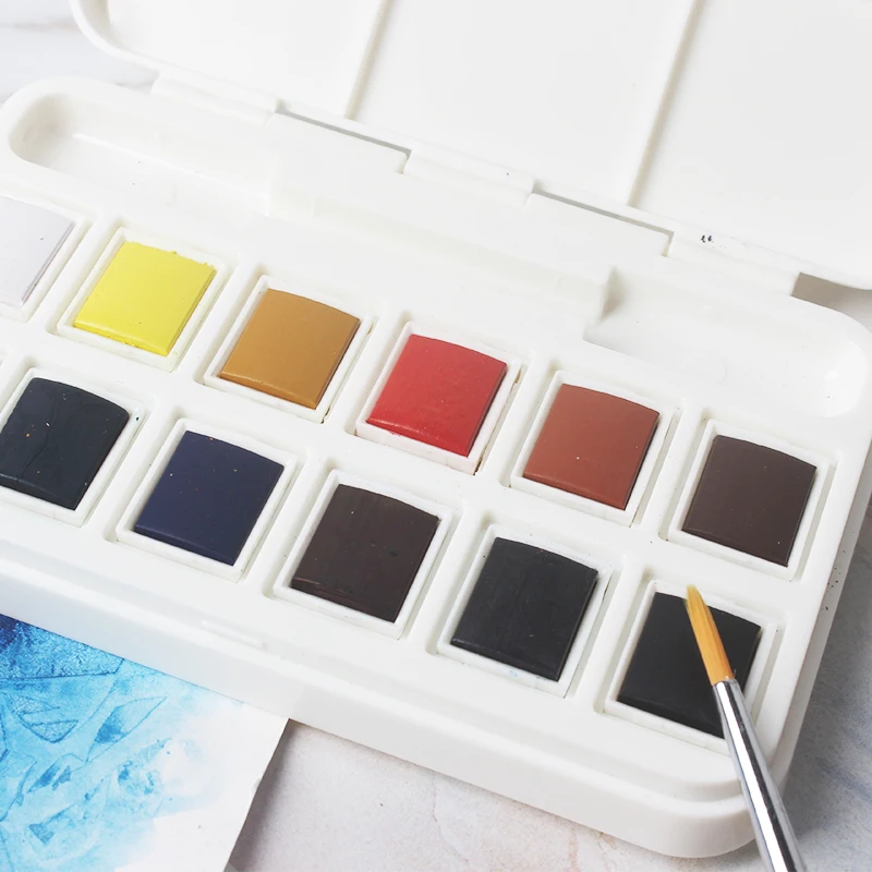 Hot Sale High Quality Portable 12 Colors Removable Solid Watercolor Painting Set For Kids