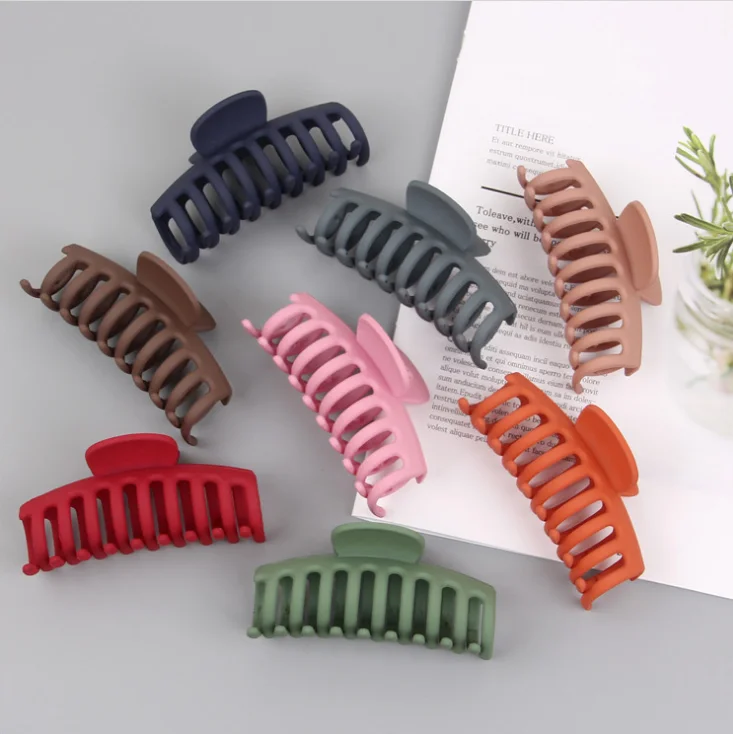
New korean Women Simple Claw Clip Colored Frosted Plastic Large Size Hair Claws  (1600155378099)