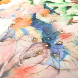 Bright Colorful Multi Metallic Yarn Embroidery Lace Tulle Printed Eyelet Fabric for  Party Wear Dresses