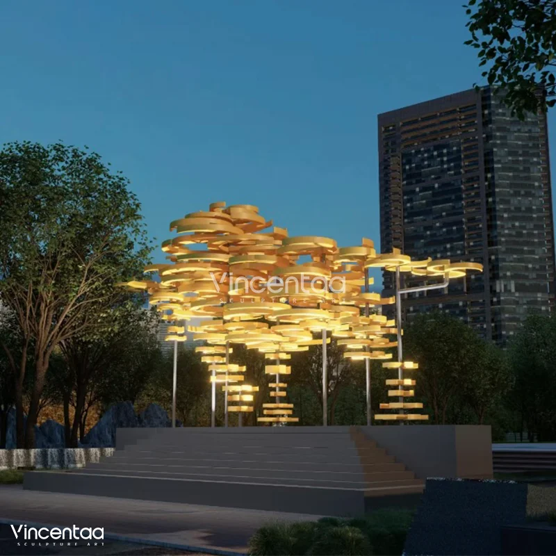 Vincentaa Modern Art Yellow Spiral Art Sculpture Public Square Park Art Sculpture