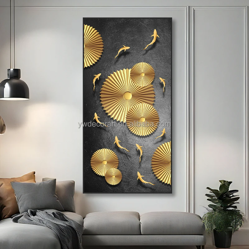 Factory Direct Sale Digital Printed Art Painting Golden Fish Modern Canvas Wall Paintings For Home Decoration