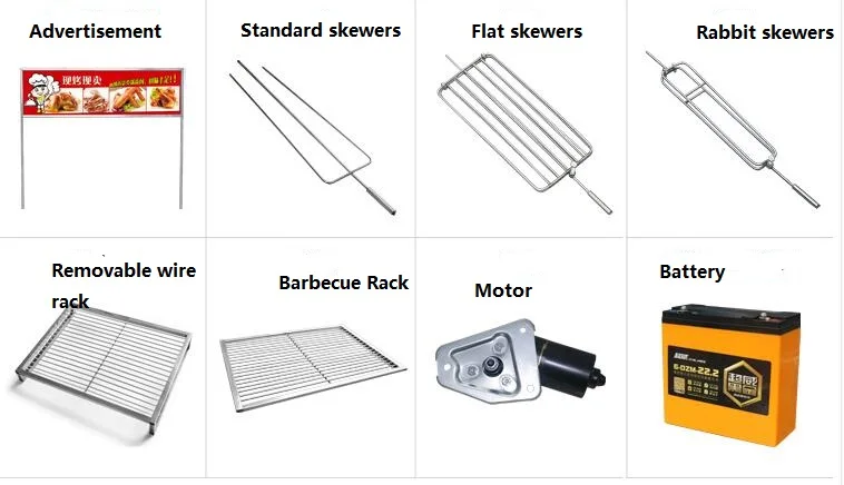 Commercial restaurant rotary charcoal chicken bbq grill food trailer