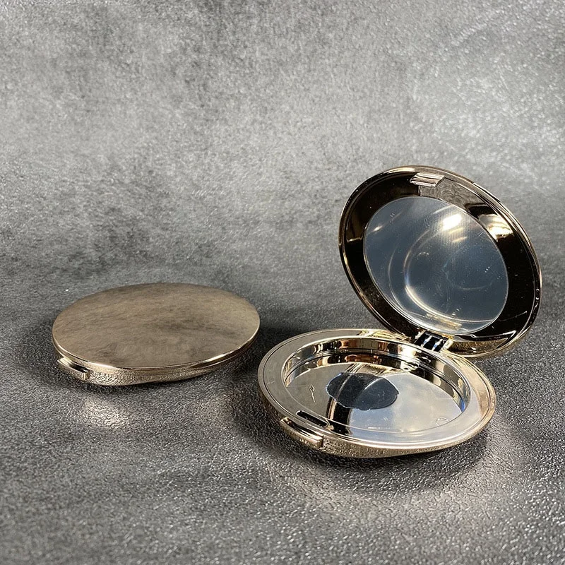 LZ Pack 100pcs 59MM Pan Round Metallic Gold Luxury Face Compact Pressed Powder Case Private Label Blusher Case