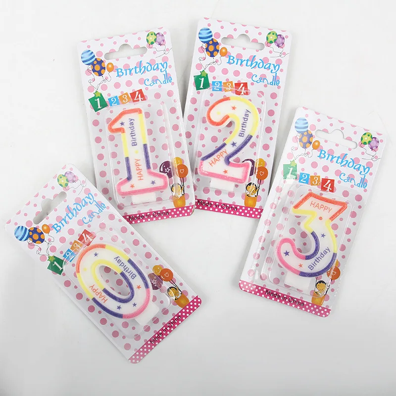 Wholesale Bougies Anniversaire Sparkling Colorful Happy Birthday Cake Candles Party Number Candle
