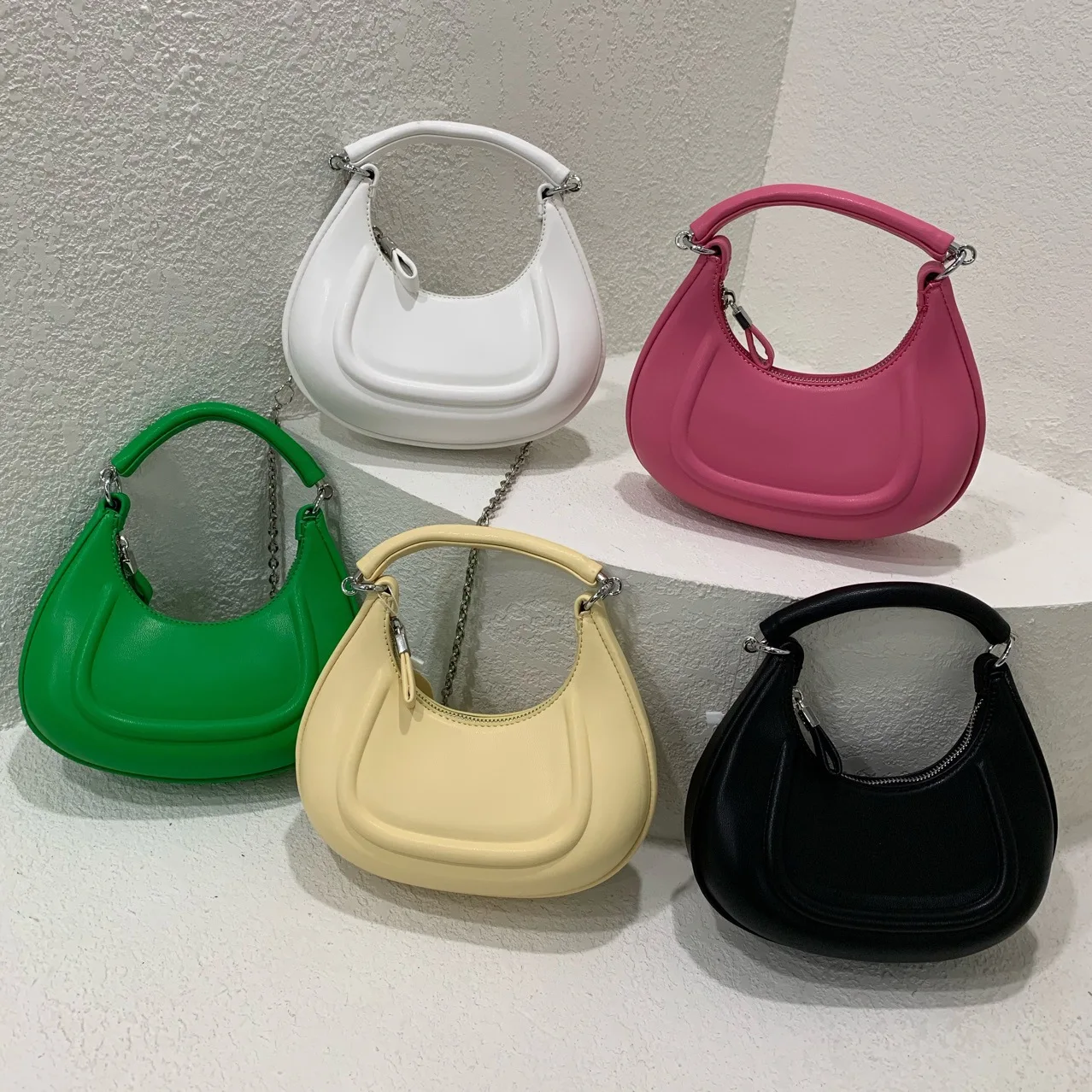 Oem Fashion Custom Logo Women Cowsplit Leather Small Hand Bag Shoulder Handbags underarm Sling Bags Borsetta