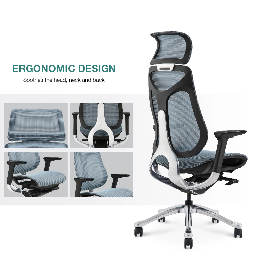 Comfortable Conference Computer Games High Back Mesh Chair Ergo Sillas Oficina Ergonomic Office Chairs with Headrest