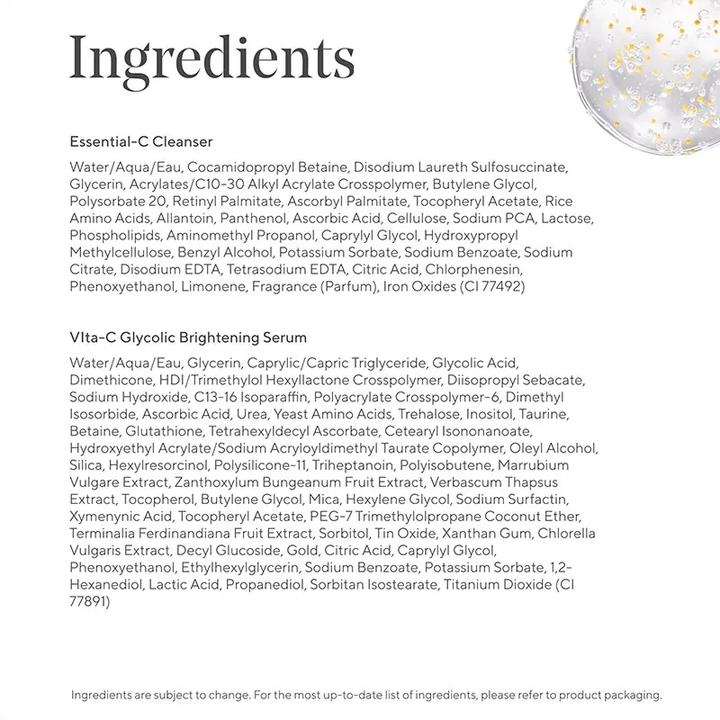 OEM Value - Essential-C Cleanser Vita-C Glycolic Serum sunscreen brightening whitening  skin travel skin care set