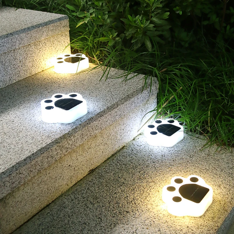 IP65 Bear paw shape Solar Ground Lights for Steps Wall Paw Footprint Night Lamp Outdoor Decorative Garden Underground
